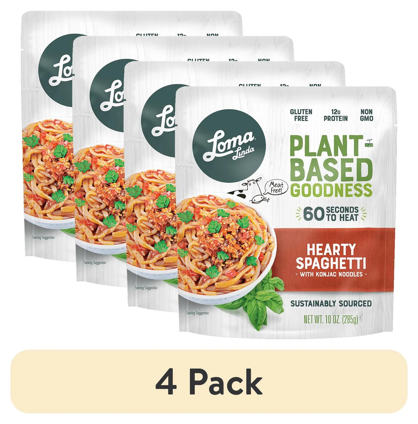 (4 Pack) Hearty Spaghetti, 10 Oz (Shelf Stable) Packaged Meals